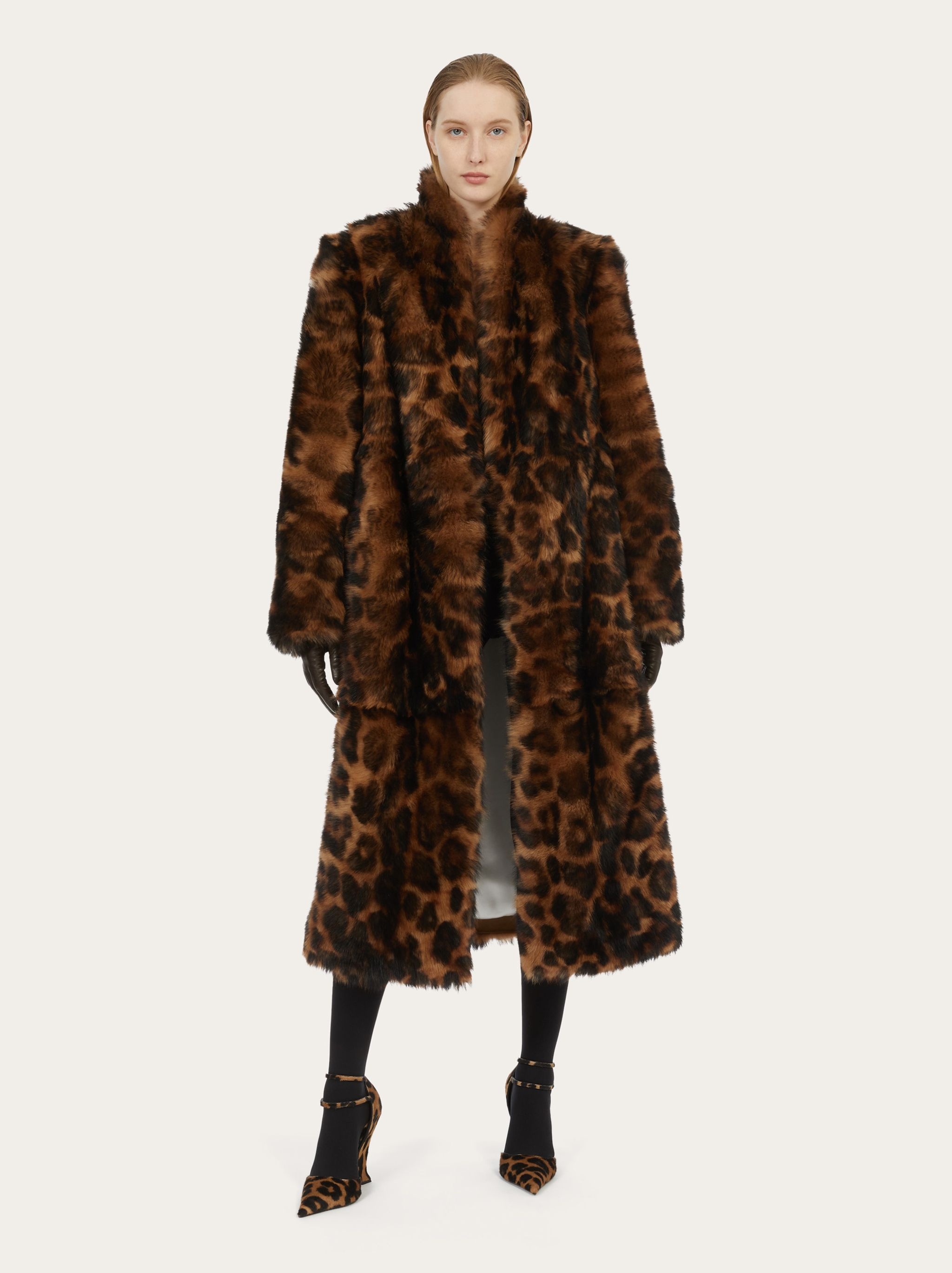 Leopard print long length shearling - 6
