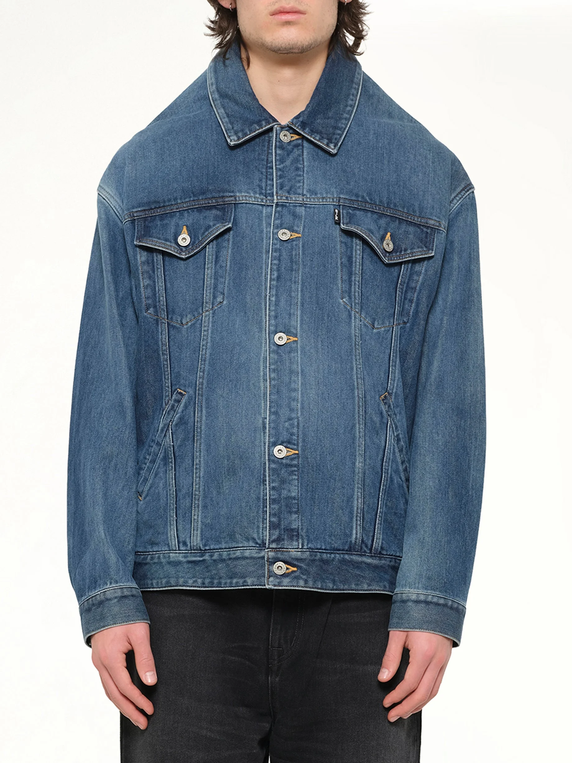 Head Drop Denim Jacket in Indigo - 1