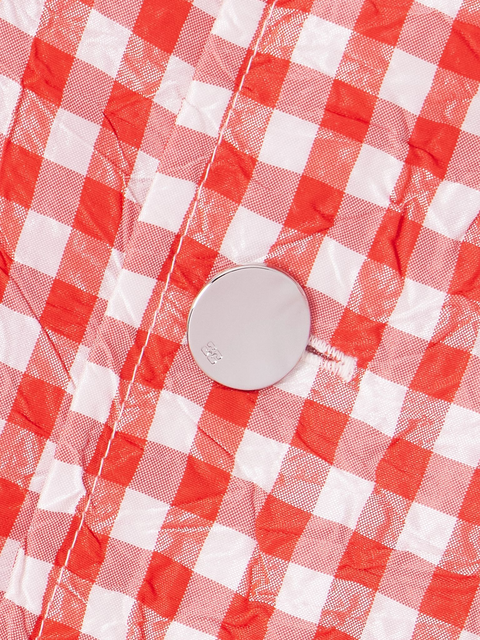 Ruffled gingham crinkled-taffeta mini dress Red - 4