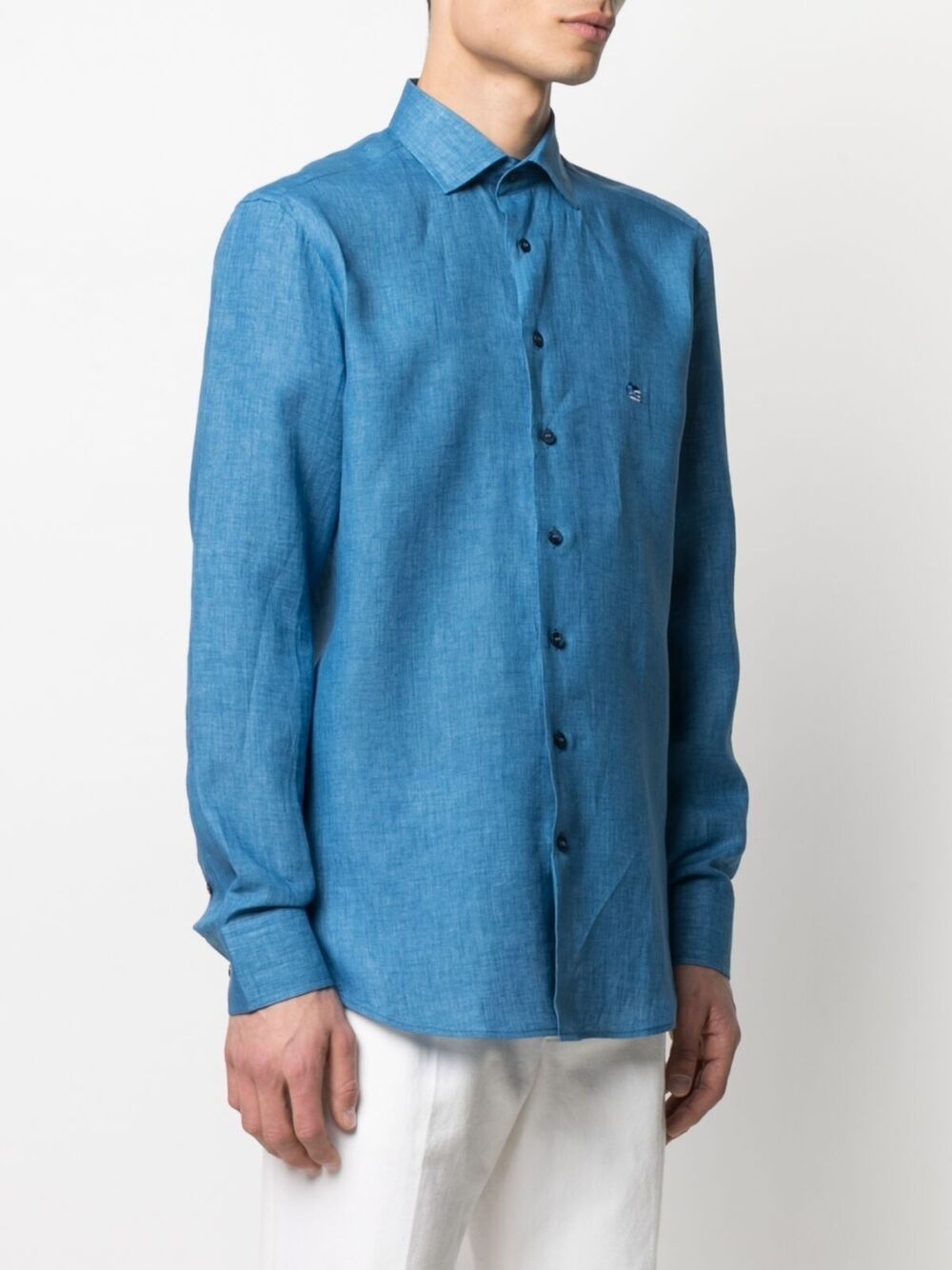 Pegaso-embroidered linen shirt - 3