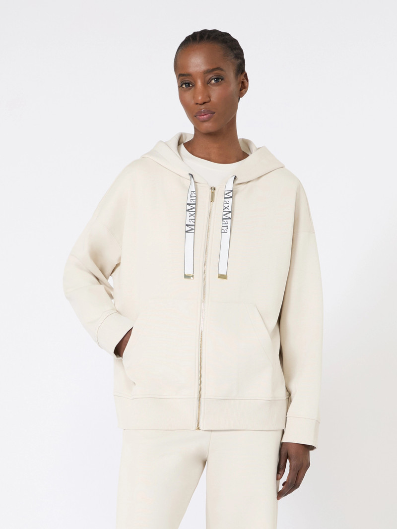 JOUR Technical jersey zip-up sweatshirt - ECRU 3