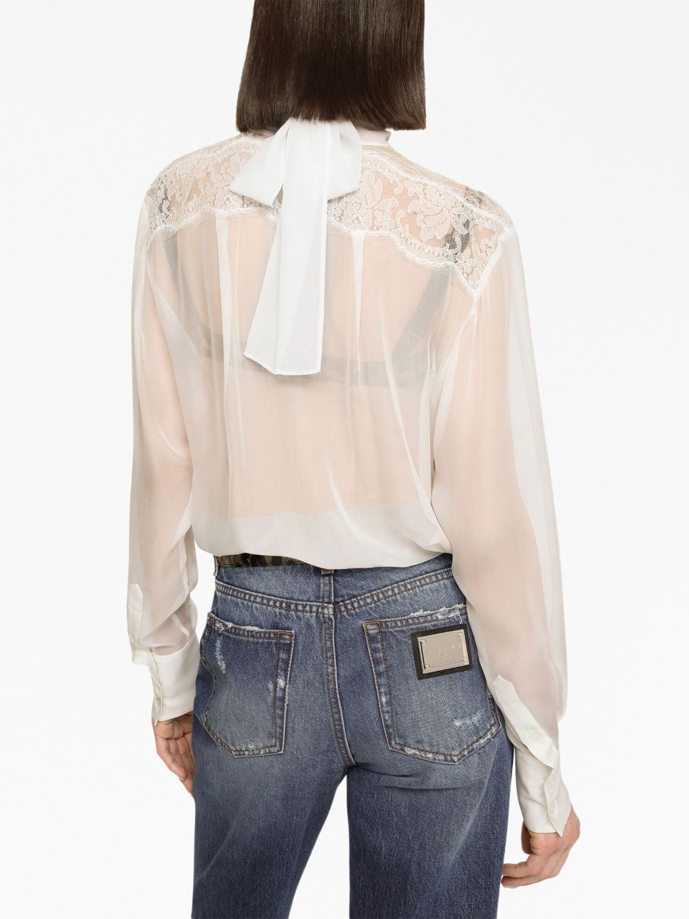 chantilly lace semi-sheer blouse - 6