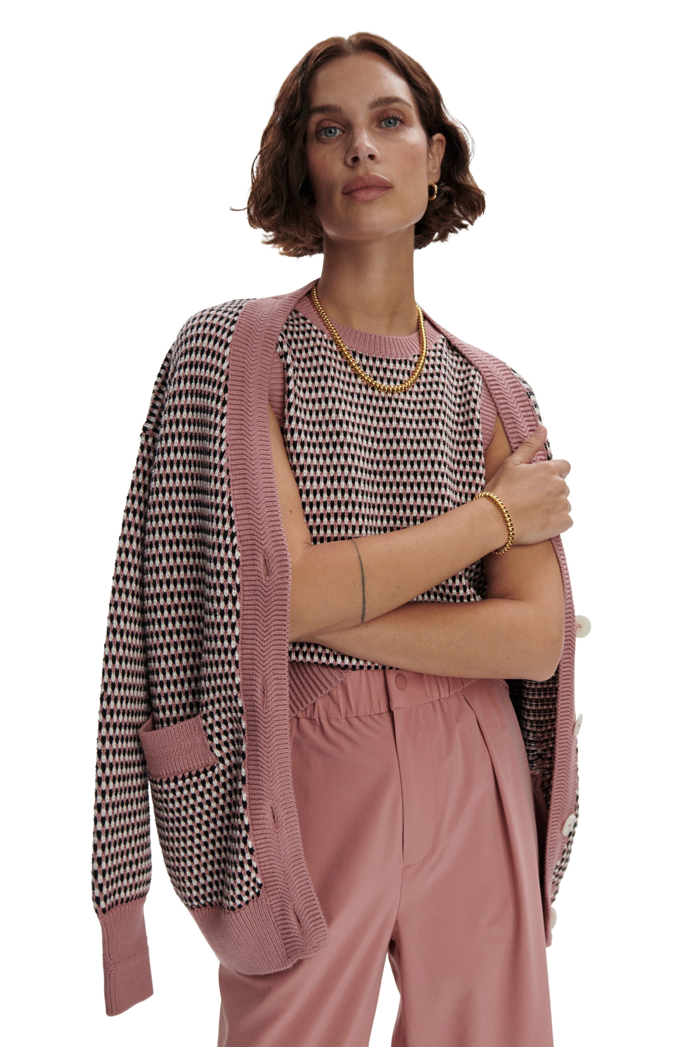 Varley Knowles Textured Cotton Vest in Woodrose Multi Stitch at Nordstrom - 6