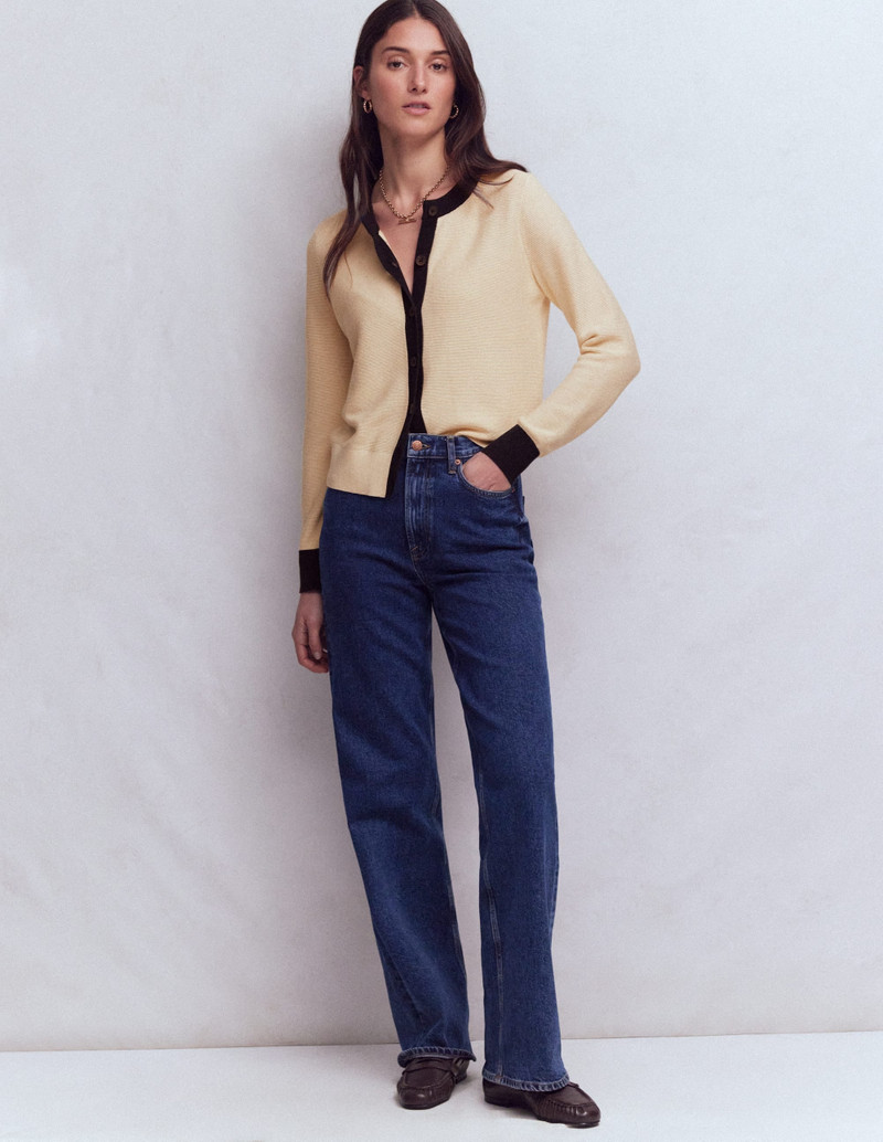 Grace Colour Block Cardigan-Warm Ivory 1