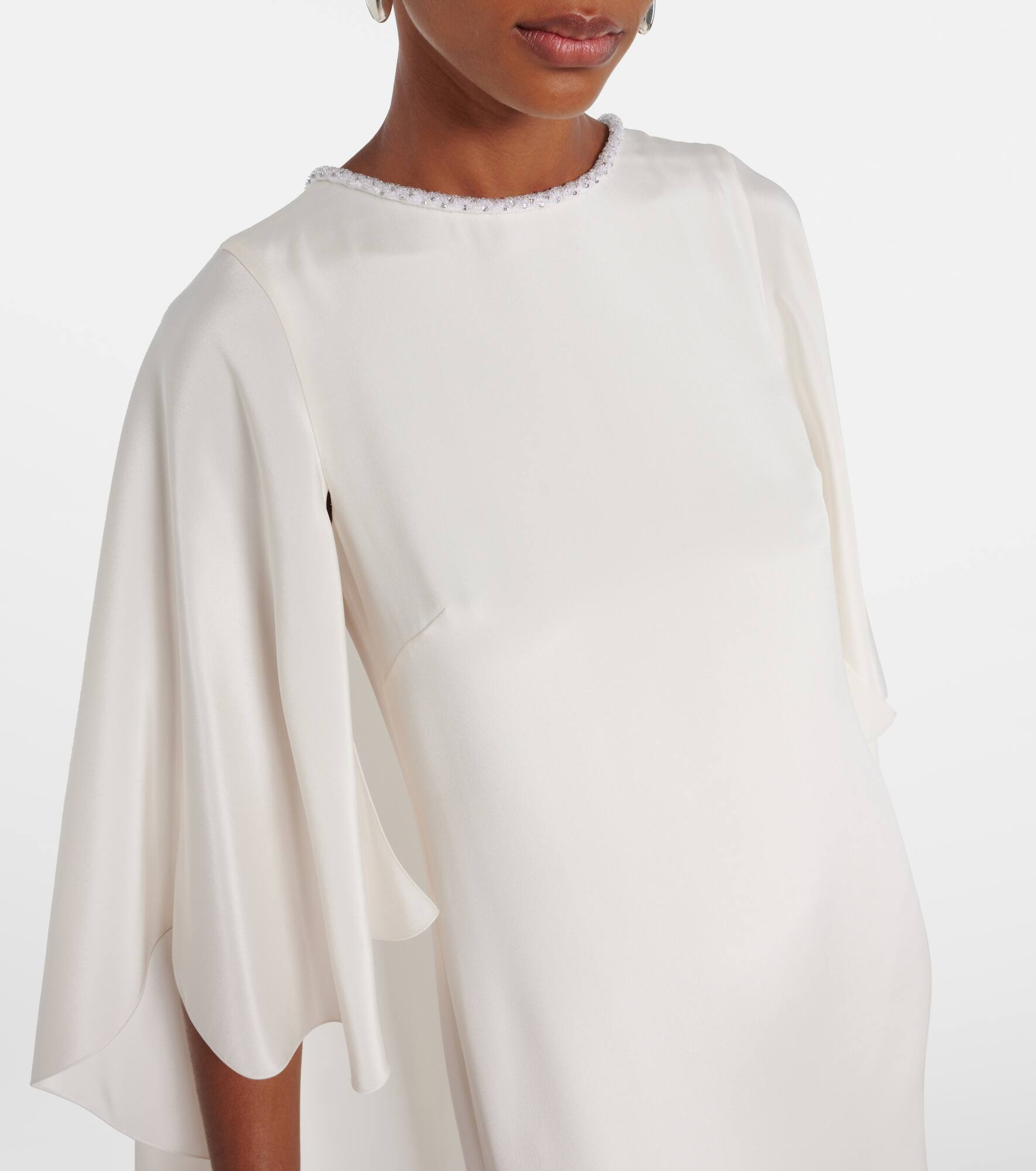 Poker cape-detail silk gown - 4