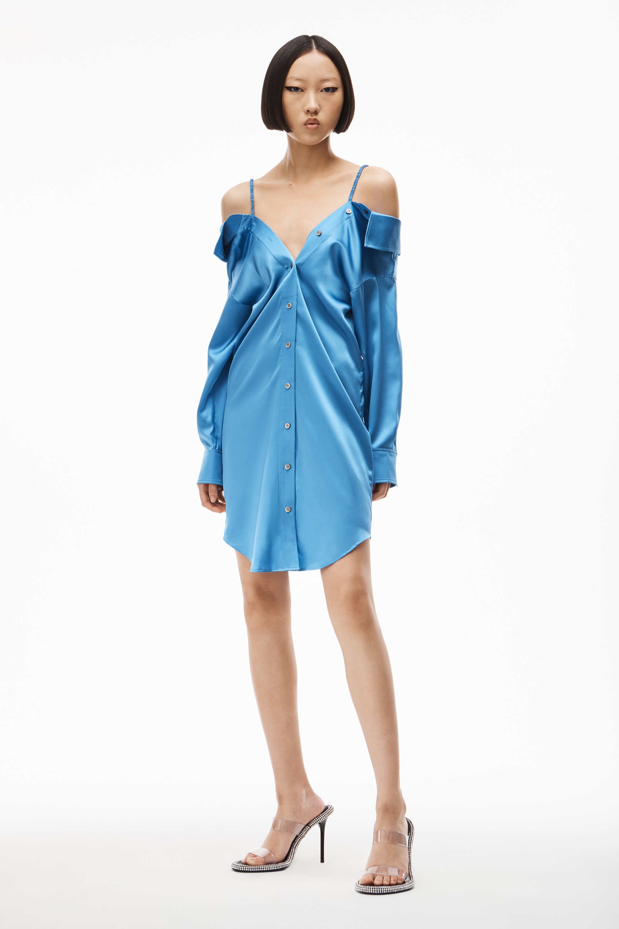 OFF-SHOULDER DRESS IN SILK CHARMEUSE - 2