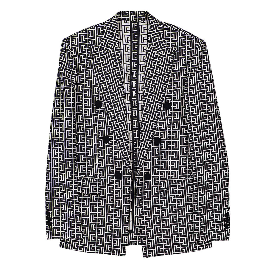 Balmain Men's Gfe Ivoire / Noir Oversized Monogrammed Blazer - 1