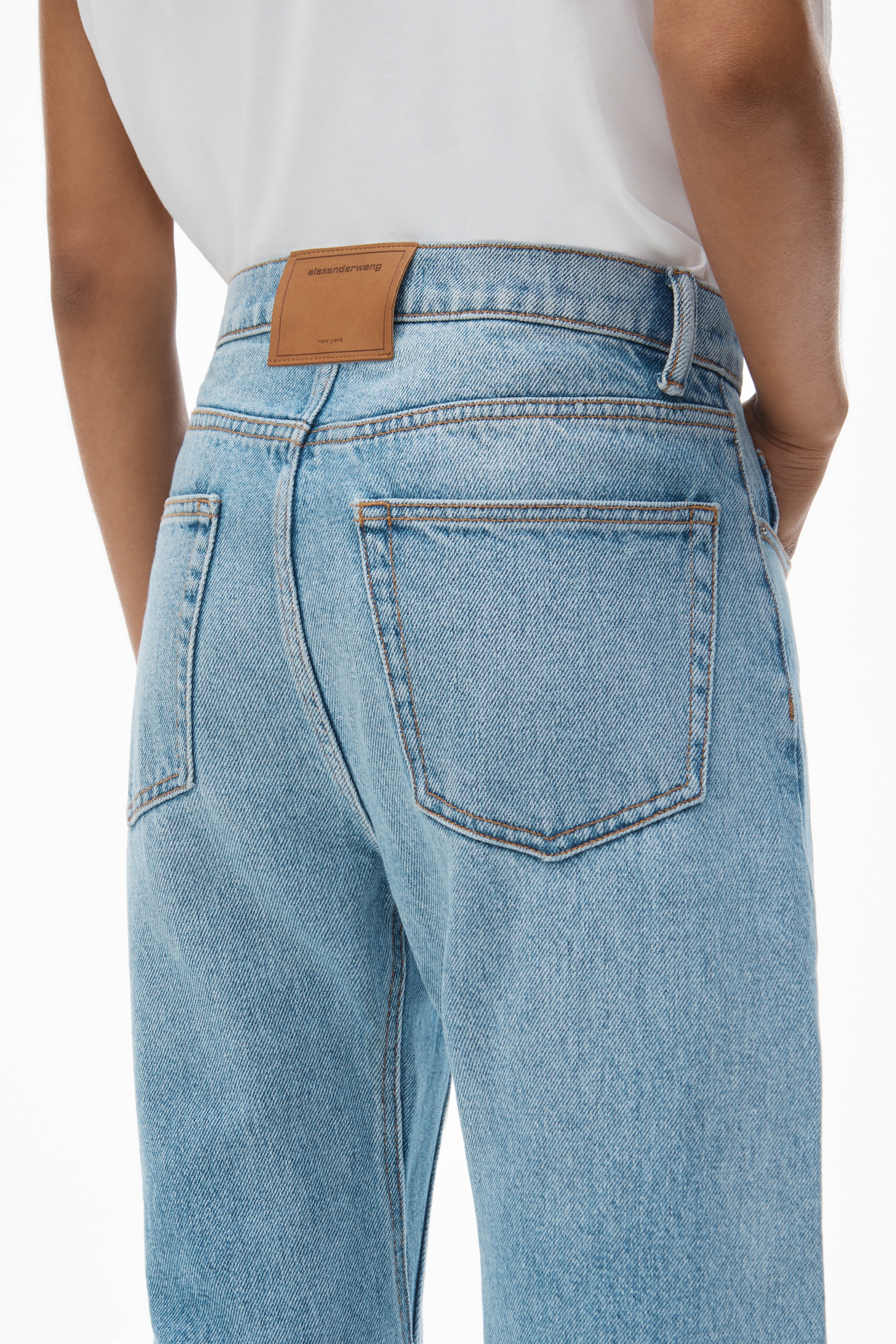 Articulated Denim Jeans with High-Frequency Logo - 5