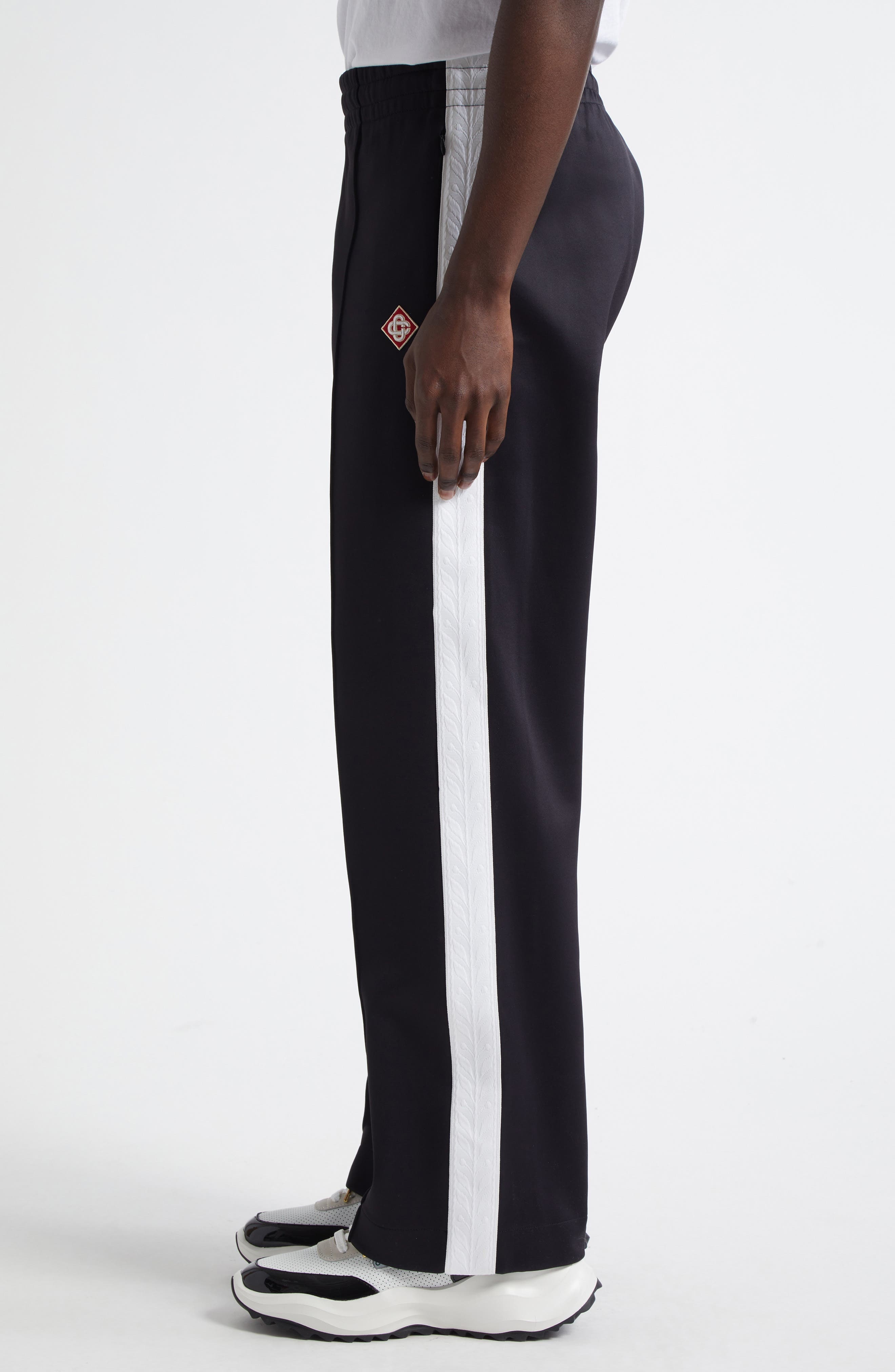 Casablanca Laurel Tape Scuba Jersey Track Pants in Black at Nordstrom - 4