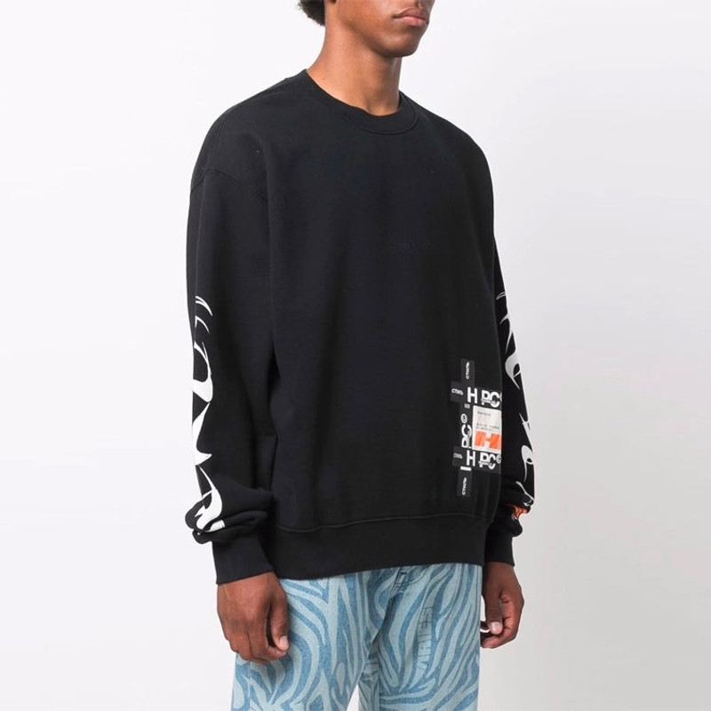 HERON PRESTON HP Brush Crewneck Sweatshirt 'Black White' HMBA016F21JER0051001 3