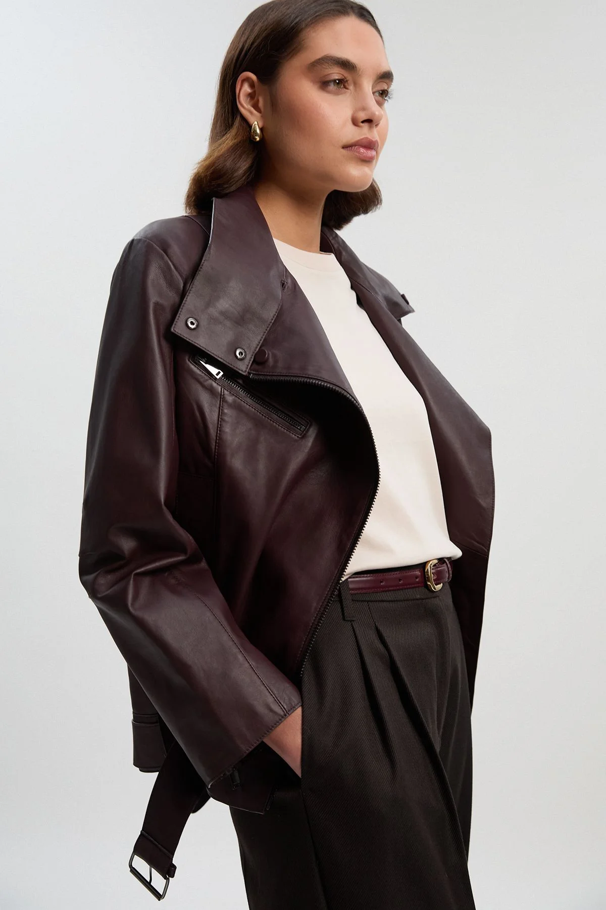 Leather Relaxed Biker Jacket - 1