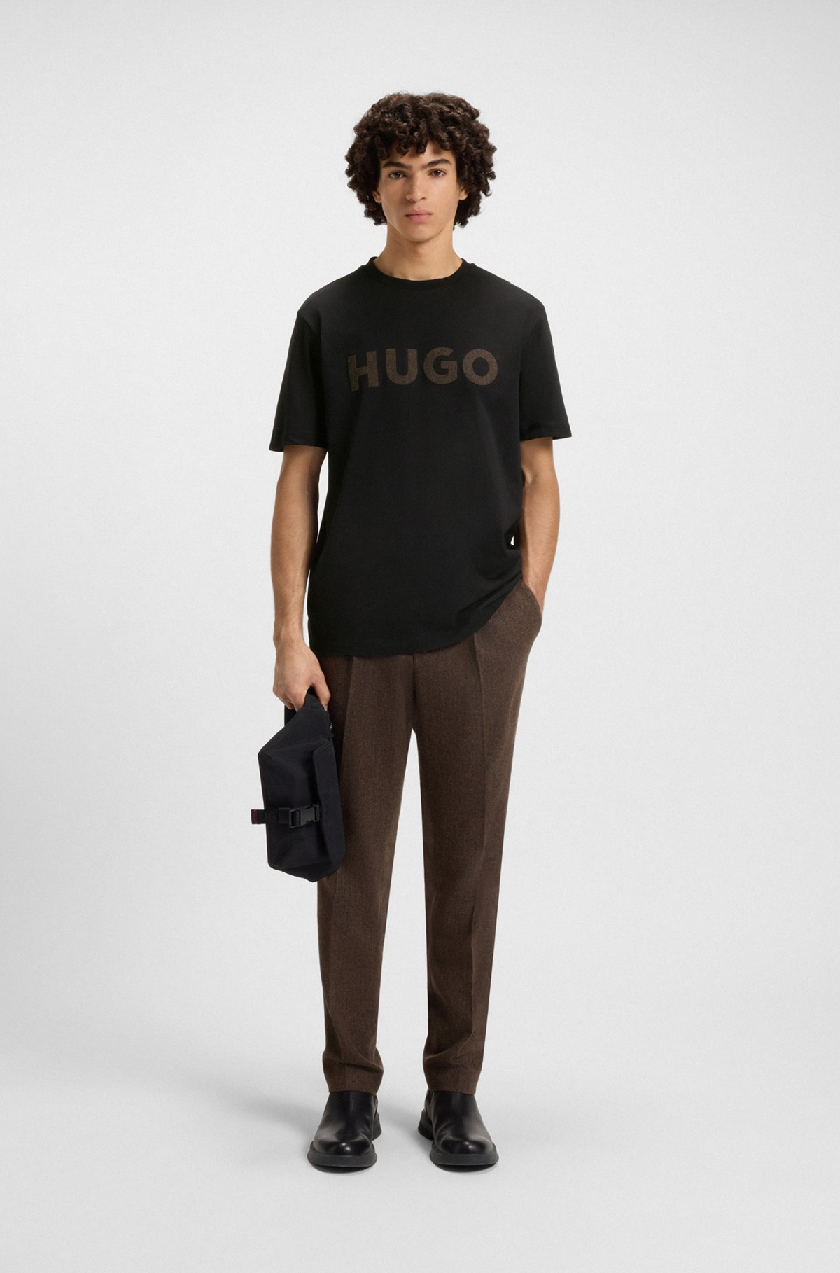 COTTON-JERSEY T-SHIRT WITH HERRINGBONE LOGO - 4