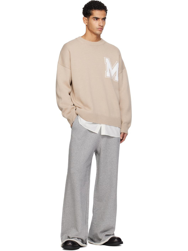 MM6 Maison Margiela Beige Two-In-One Varsity Knit Sweater outlook