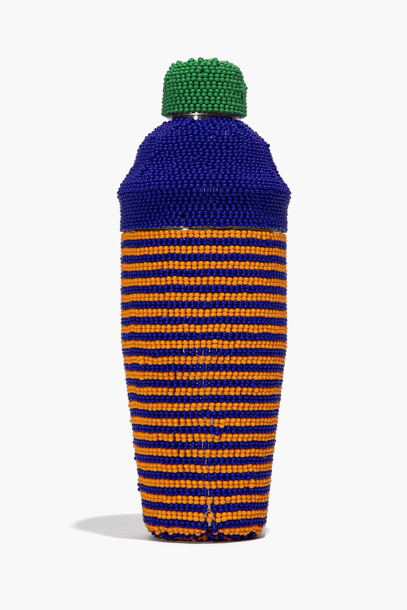 STAUD BEADED COCKTAIL SHAKER BLUE STRIPE 1