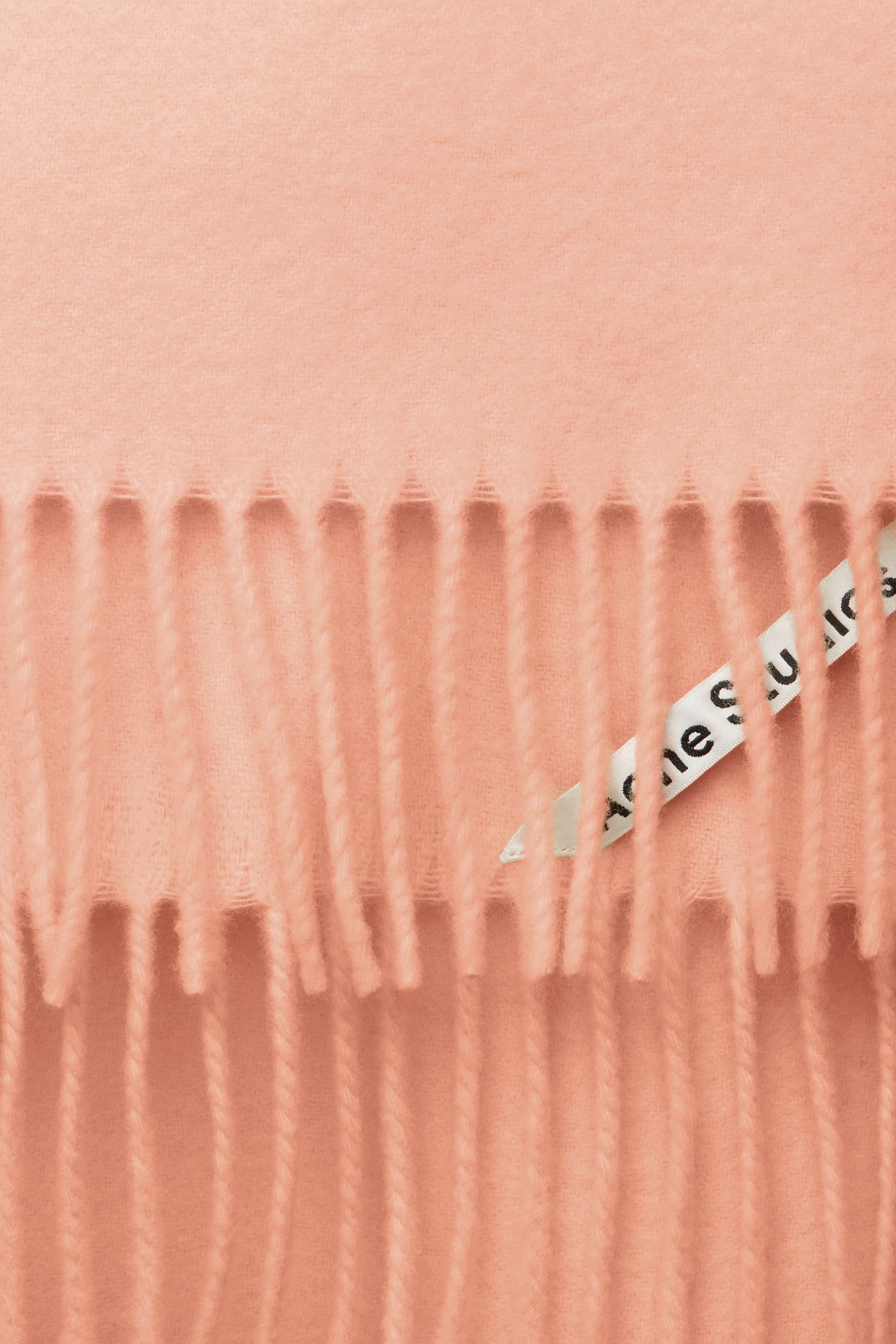 Oversized fringed wool scarf - Salmon pink - 4