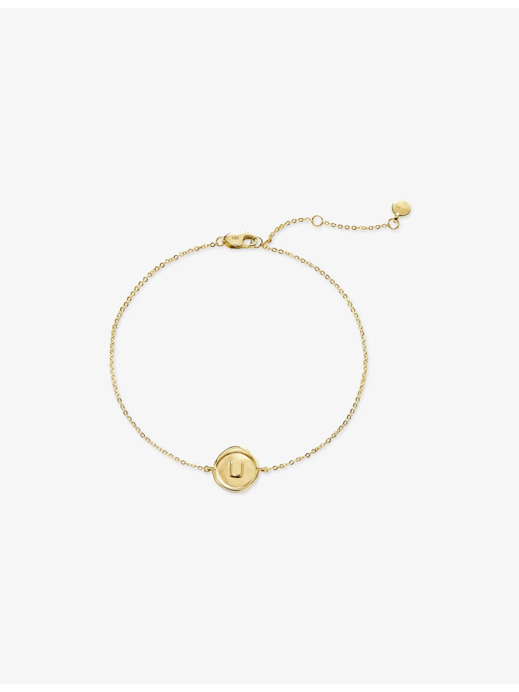 Mini Initial U Stamp 14ct Solid-Gold Chain Bracelet - 1