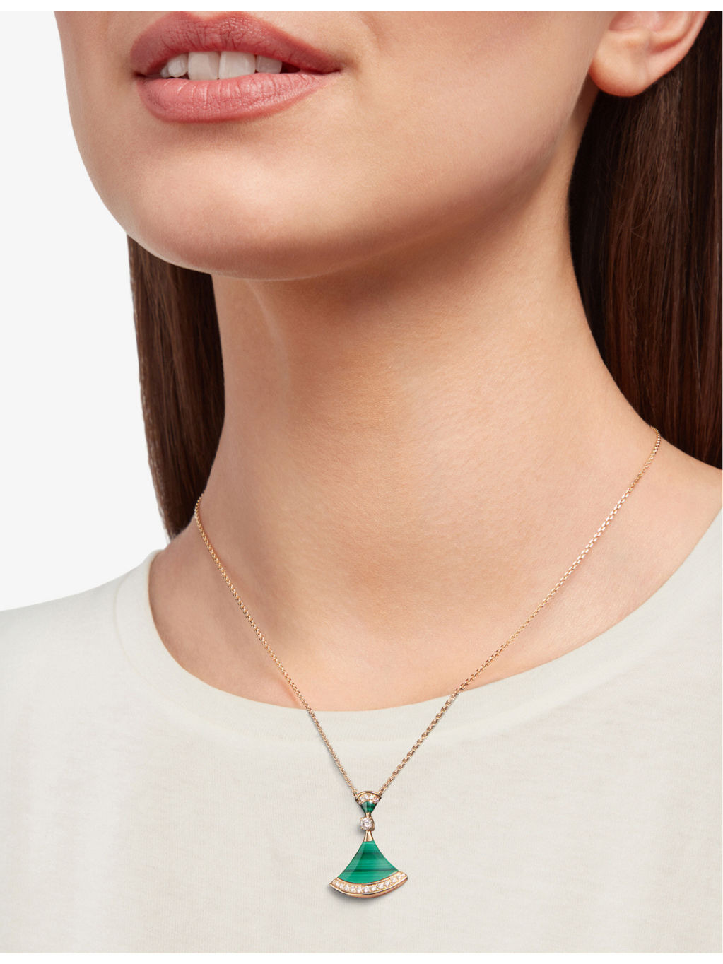 Divas' Dream 18ct rose-gold, 0.28 brilliant-cut diamond and malachite pendant necklace - 3