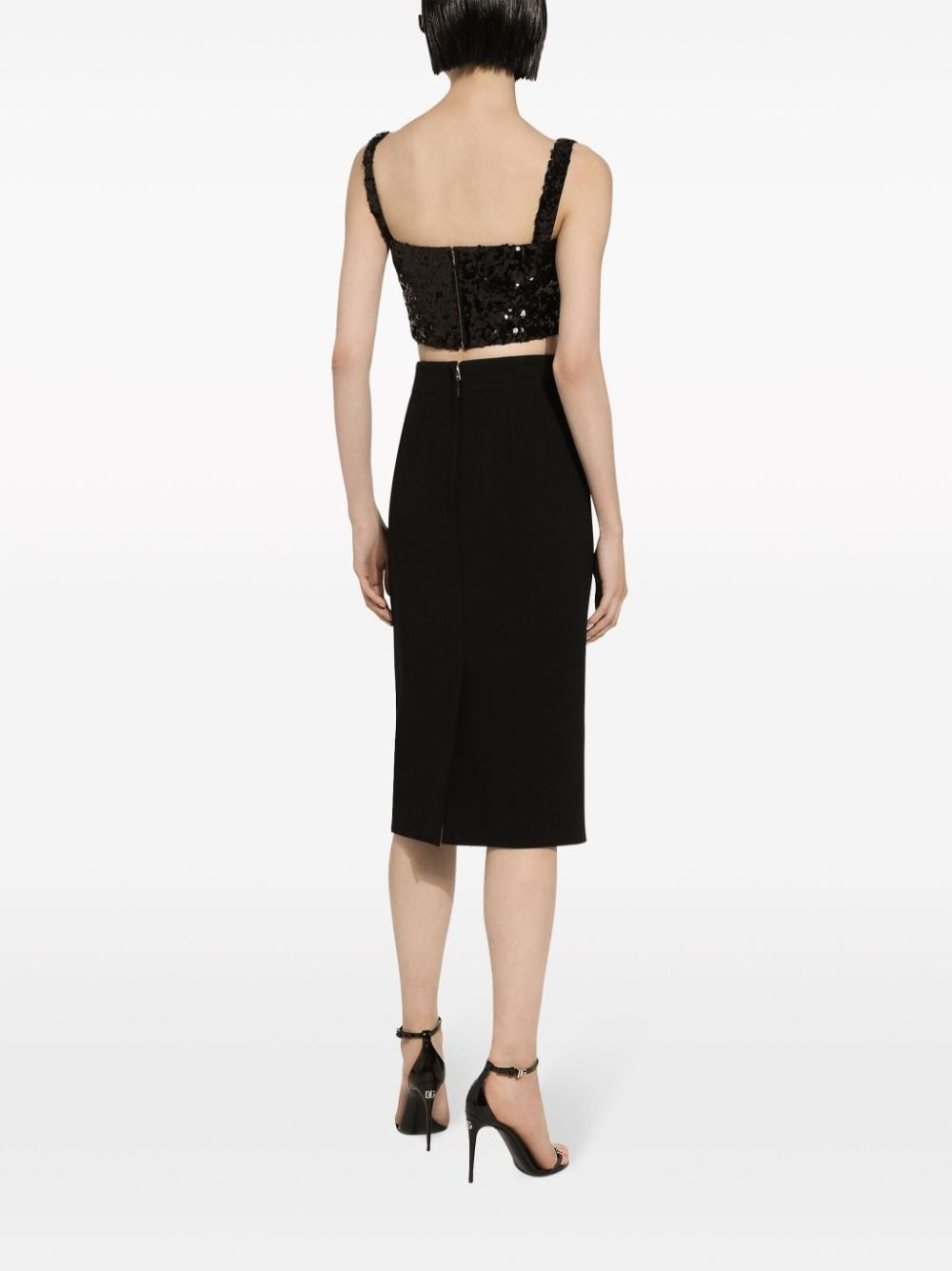 sequin-embellished cropped top - 4