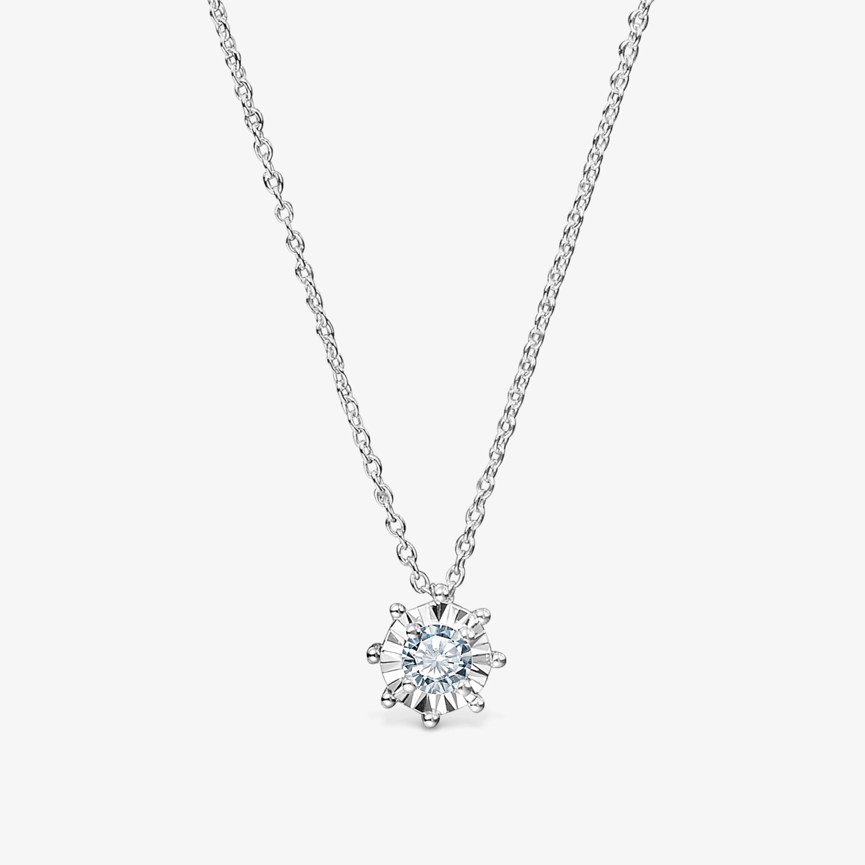 Short rosette Necklace in 18K white gold with 0.15 ct diamonds Les Classiques - 1