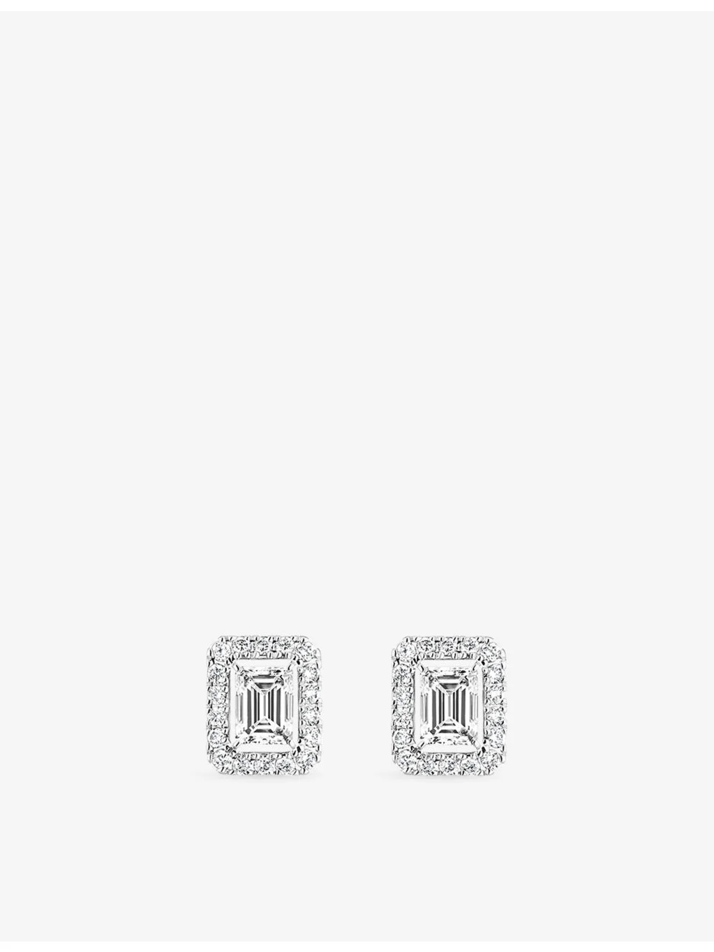 Joy Small 0.15ct 18ct White-Gold and Emerald-Cut 0.40ct Diamond Earrings - 1