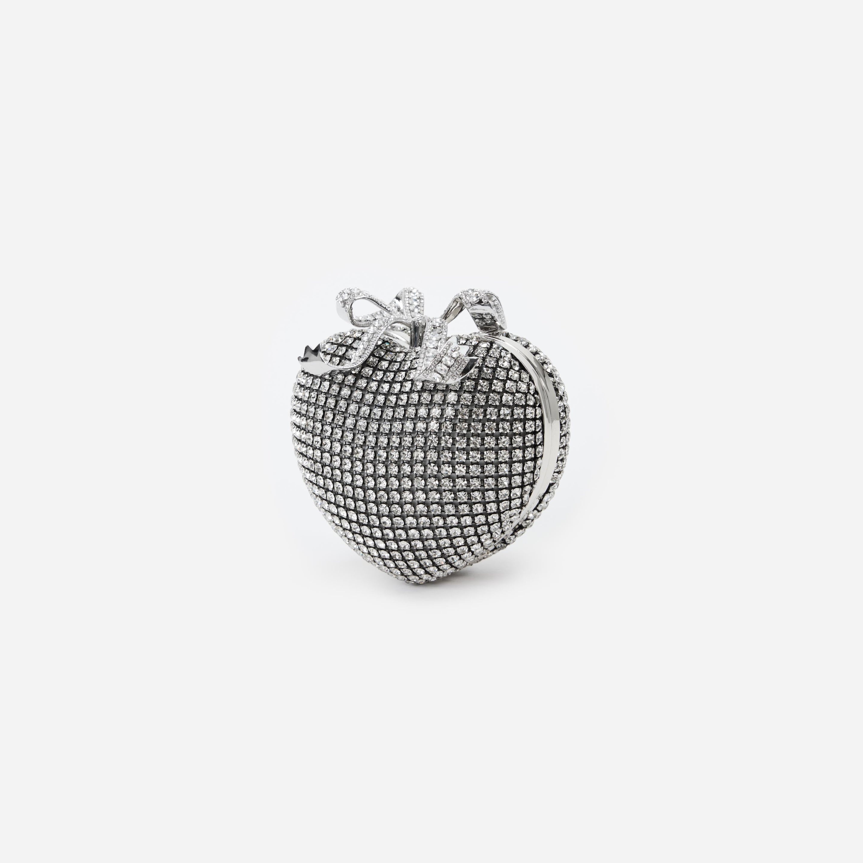 Silver Crystal Heart Clutch - 2