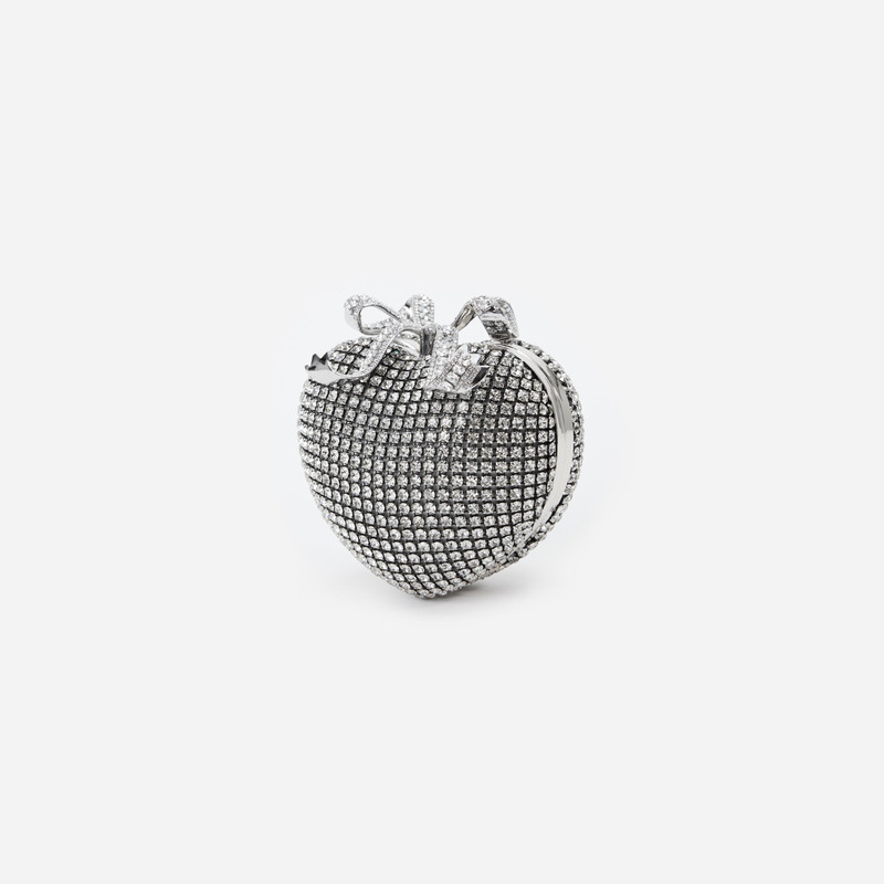 Silver Crystal Heart Clutch 2