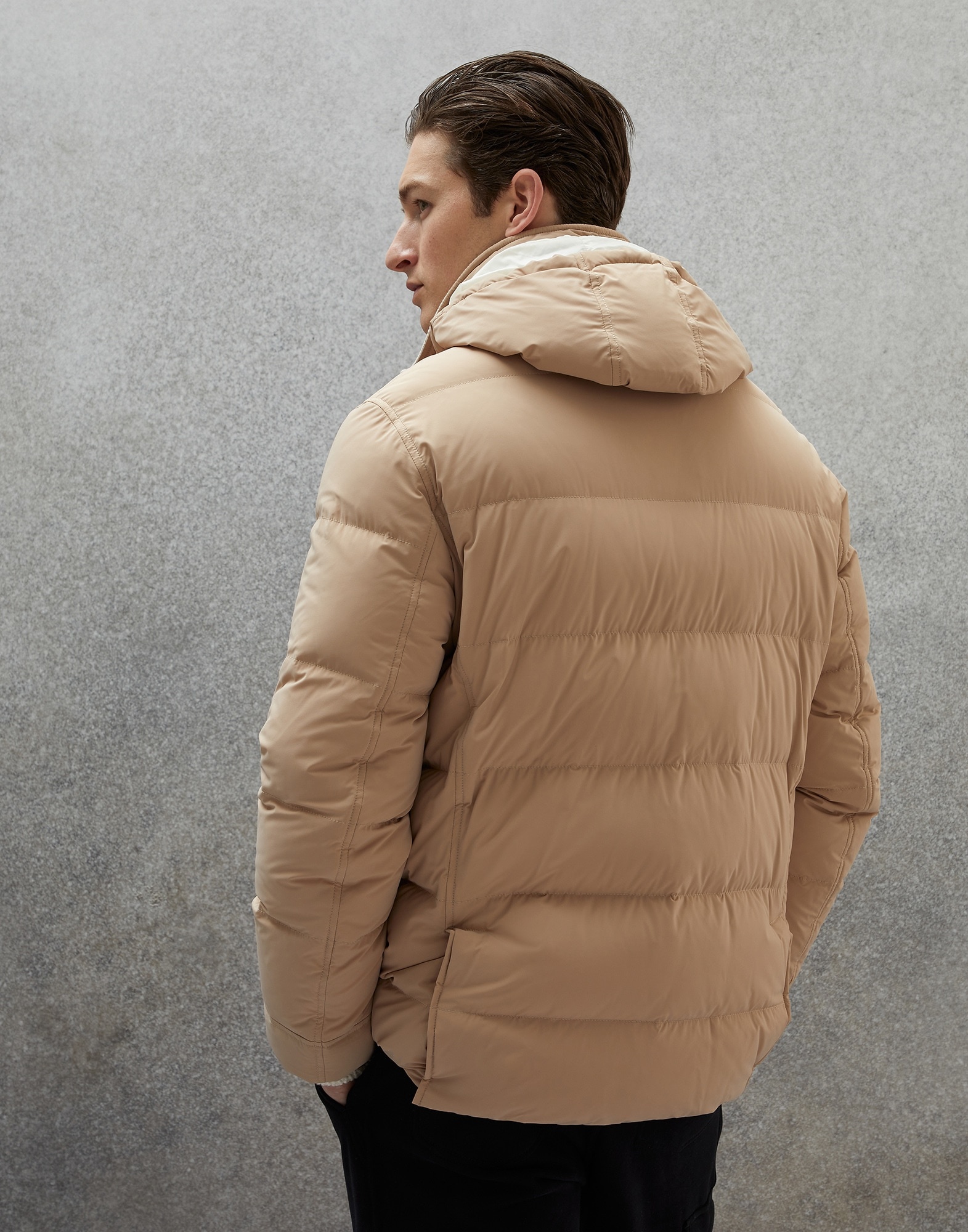 Bonded nylon down coat with detachable hood - 2