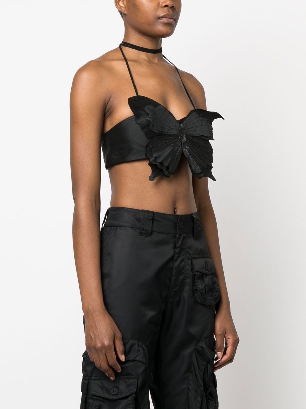 butterfly-detail cropped vest - 3