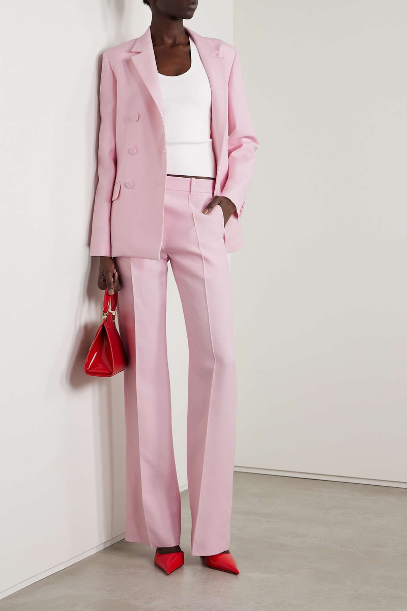 Valentino Wool and silk-blend crepe straight-leg pants outlook