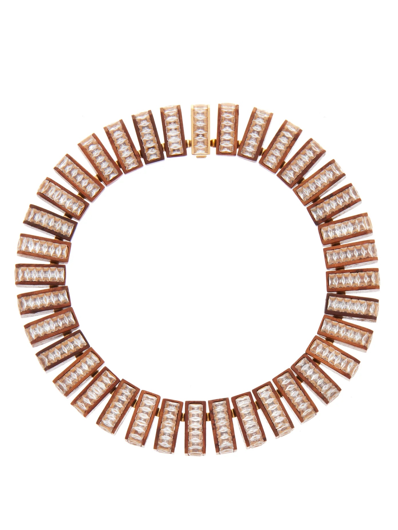 Crystal and radica wood choker - 1