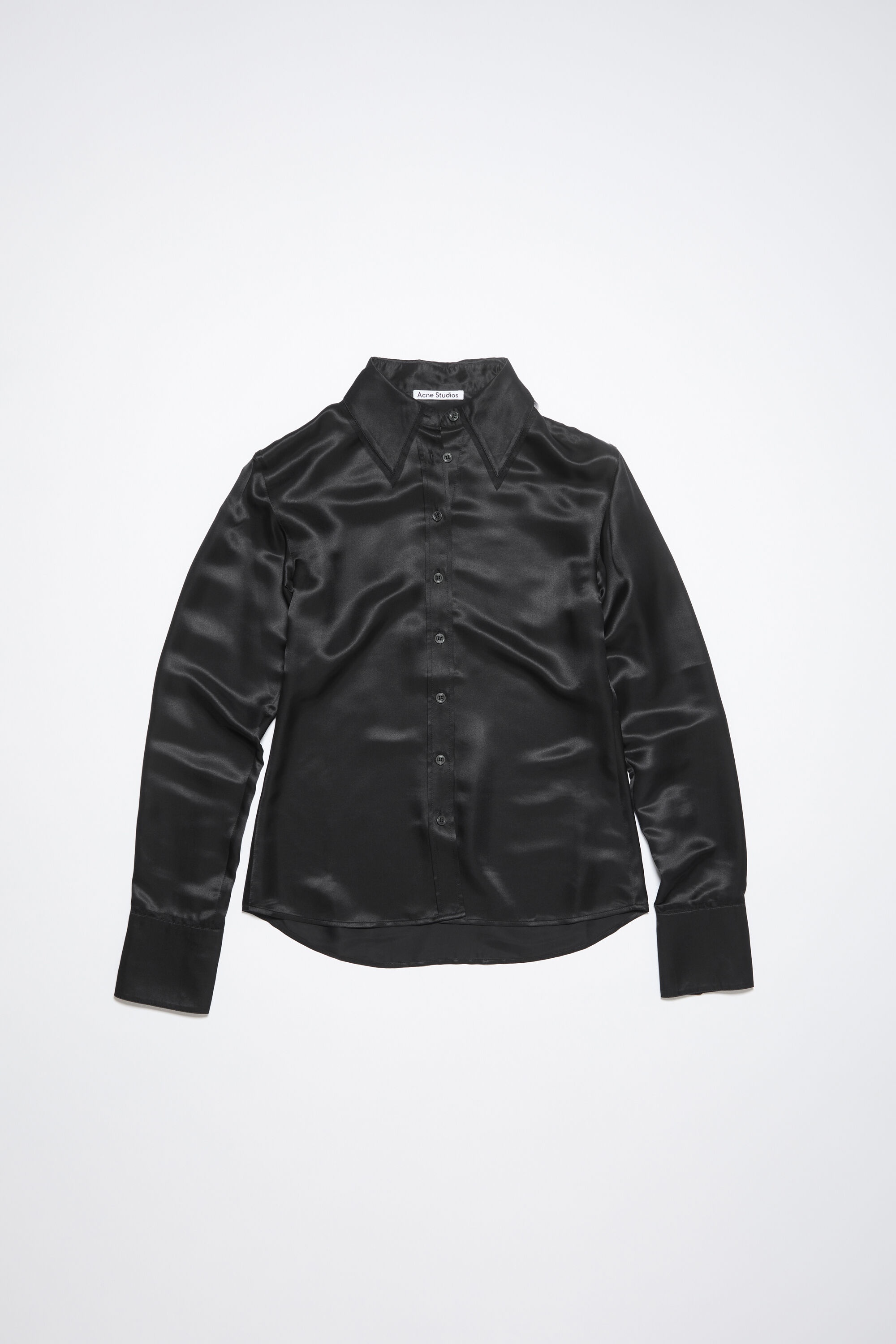 Silk blend button-up shirt - Black - 6