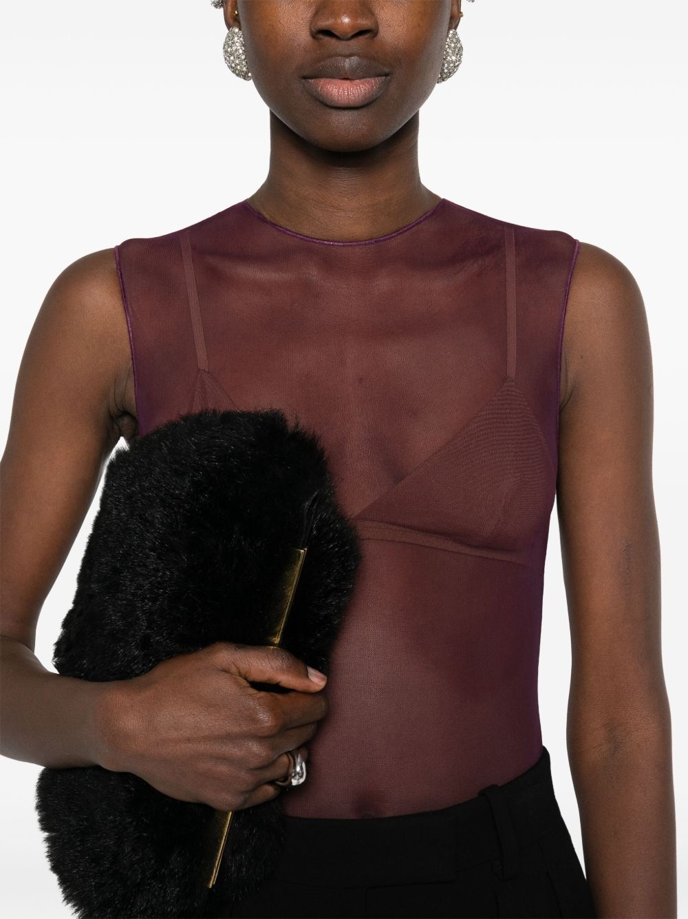 crew-neck mesh bodysuit - 5
