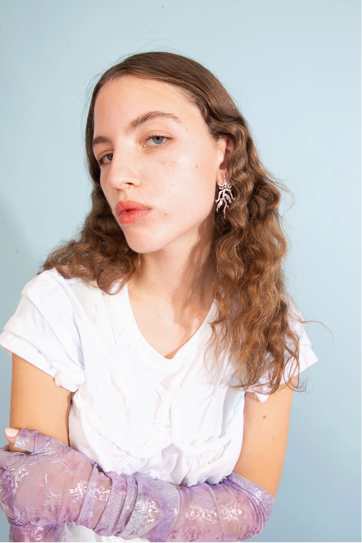 LIGHT ROSE SPIKE MONSTER MIX EARRING - 2