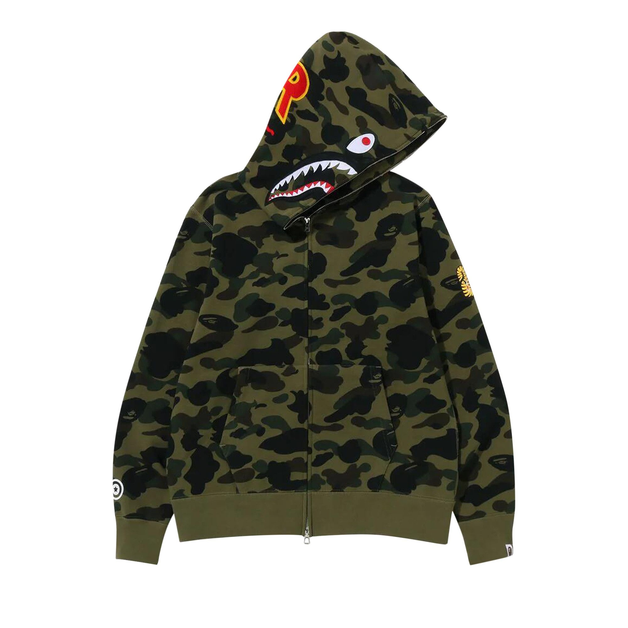 BAPE 1st Camo 2nd Shark Full Zip Hoodie 'Green' - 1