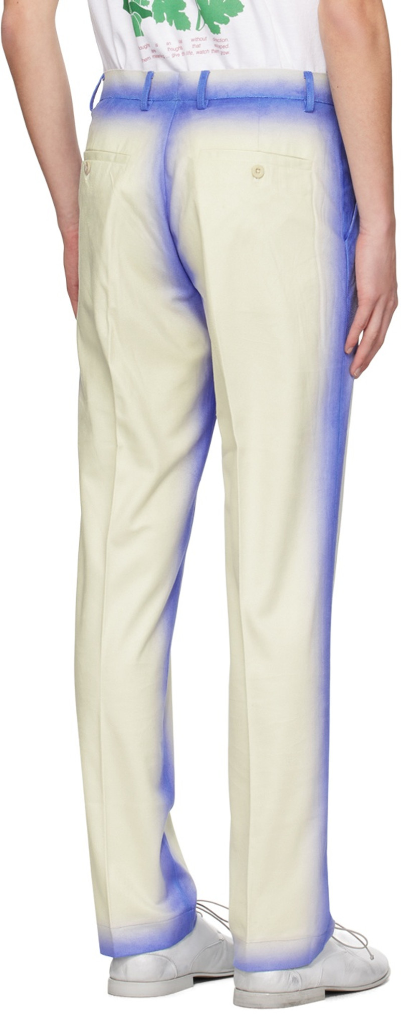 Blue & White Gradient Faux-Leather Trousers 3