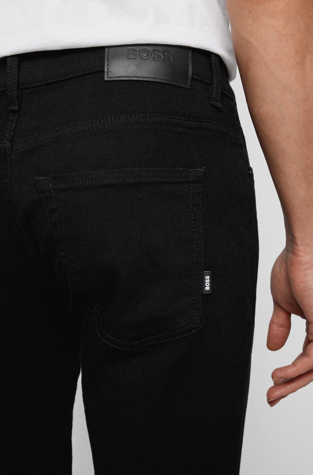 SLIM-FIT JEANS IN BLACK SUPER-SOFT ITALIAN DENIM - 5