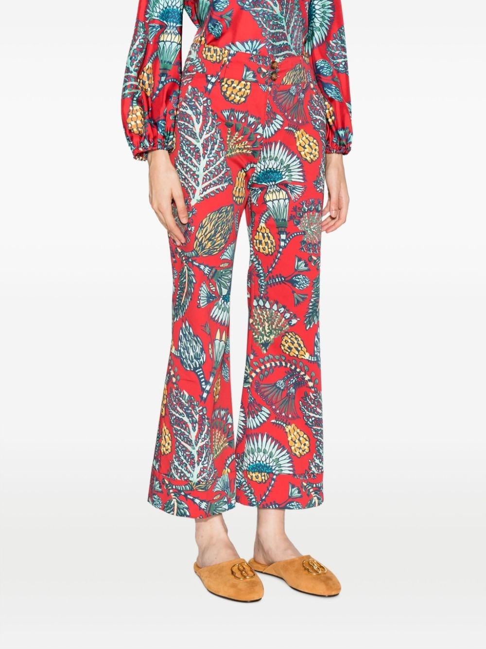 Hendrix botanical-print flared trousers - 3