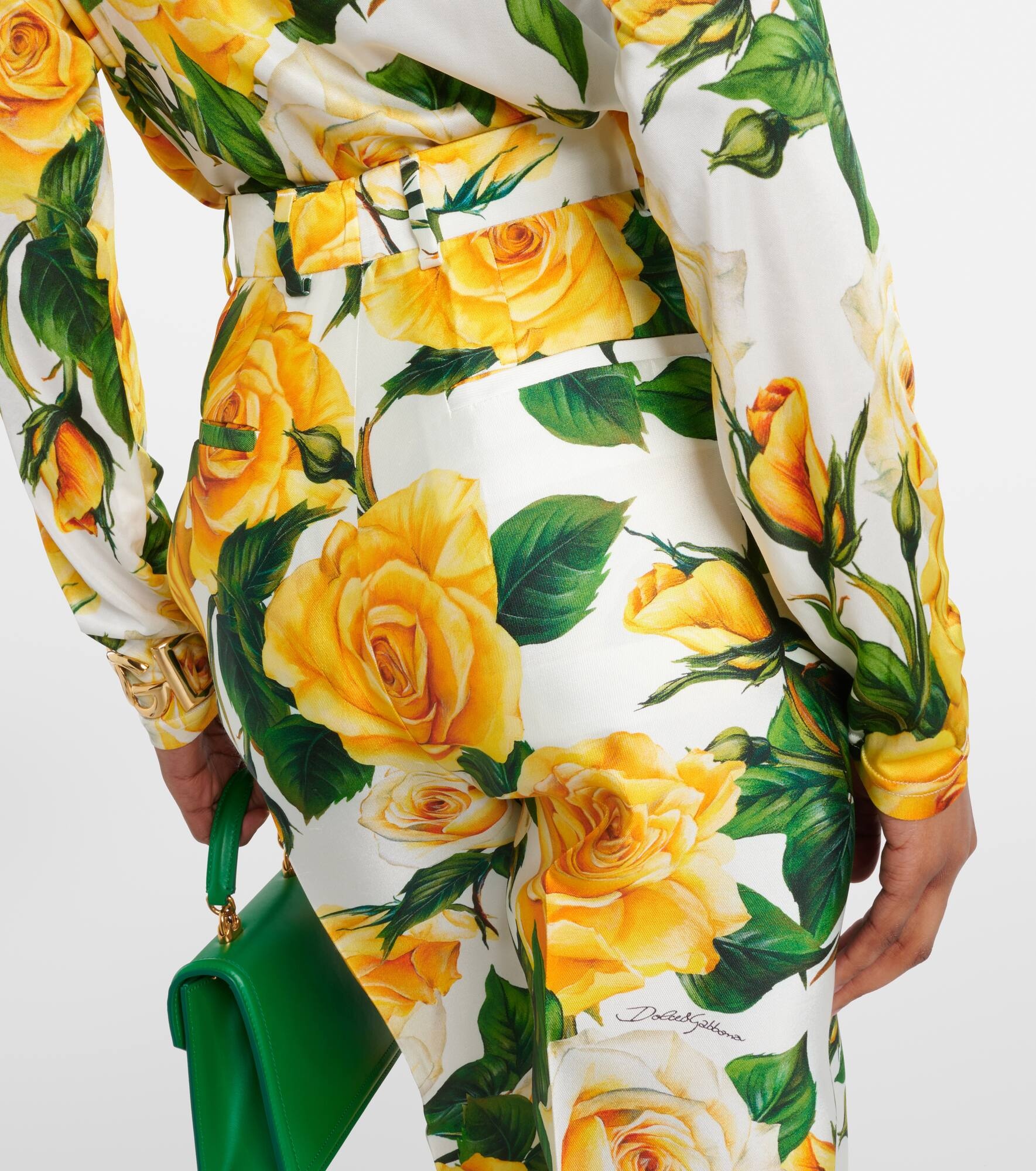 Floral high-rise silk-blend straight pants - 6