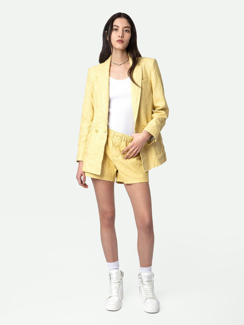 Zadig & Voltaire Pax Crinkled Leather Shorts outlook