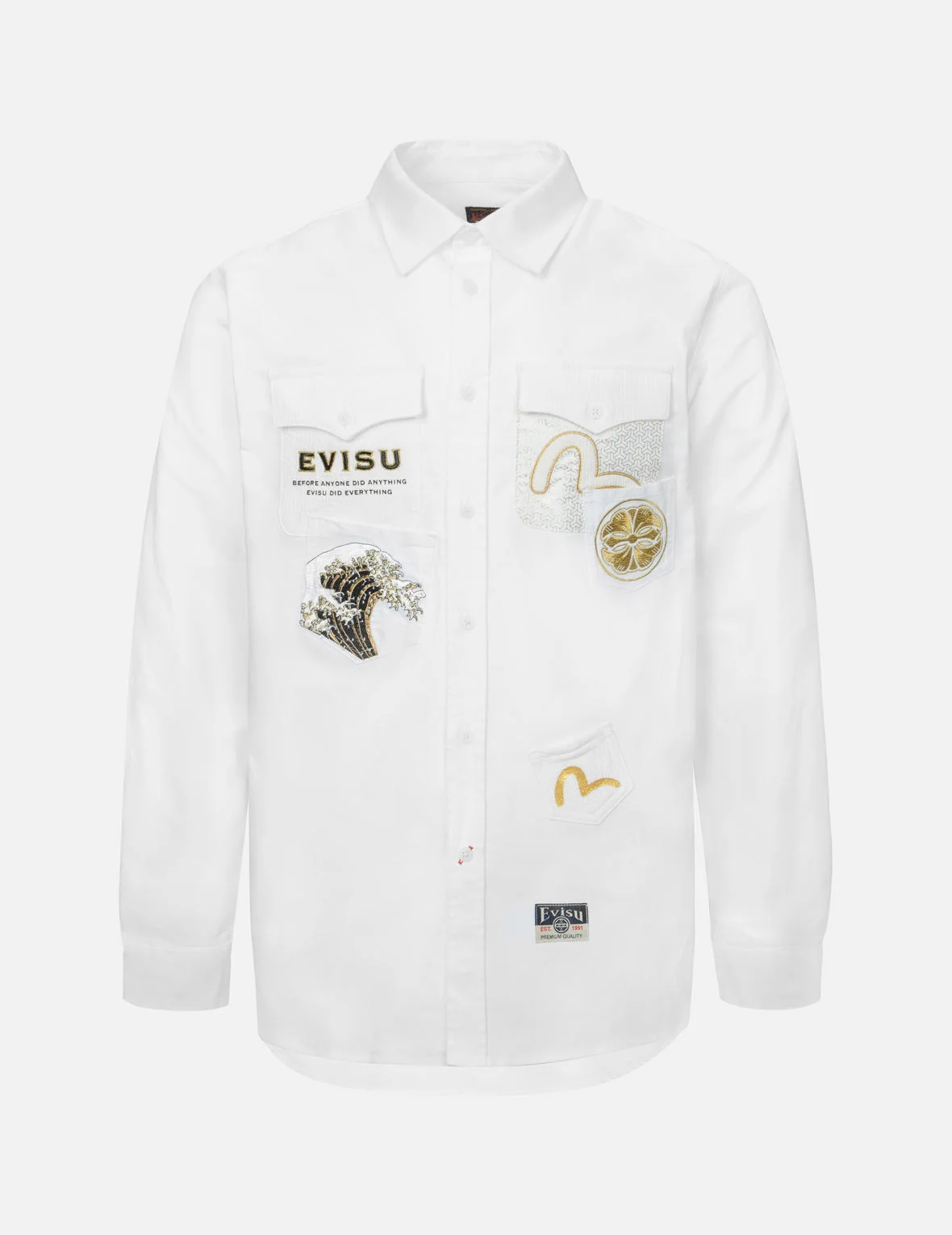 MULTI-POCKET AND LOGO PATCH EMBROIDERED RELAX FIT SHIRT - 1