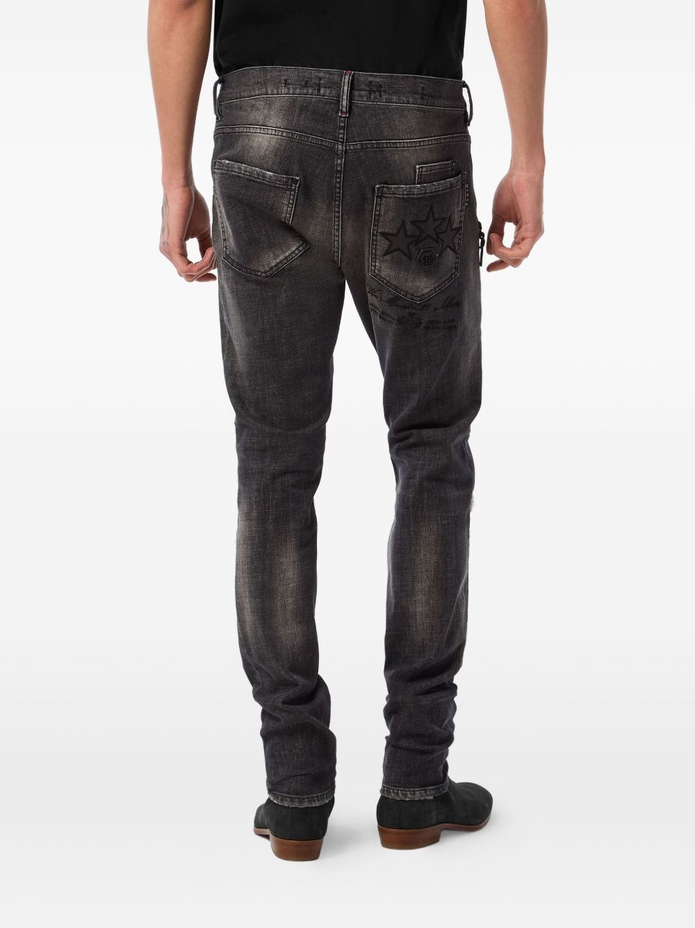 distressed straight-leg jeans - 3