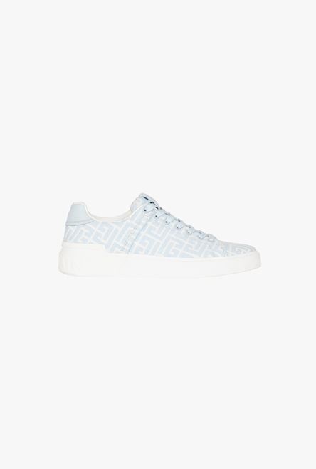 White and pale blue monogram jacquard B-Court sneakers - 1