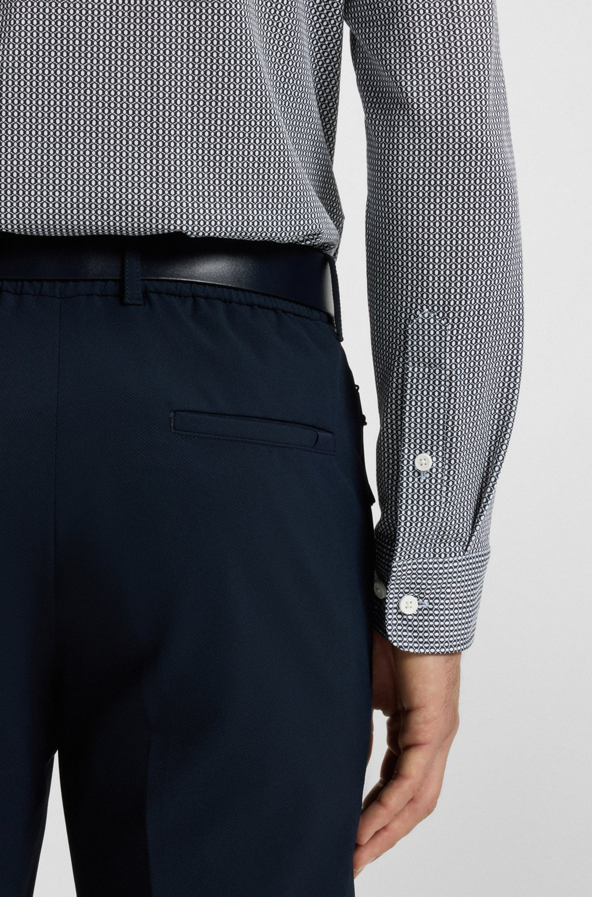 SLIM-FIT SHIRT IN PATTERNED FLEX-WEAVE FABRIC - 6