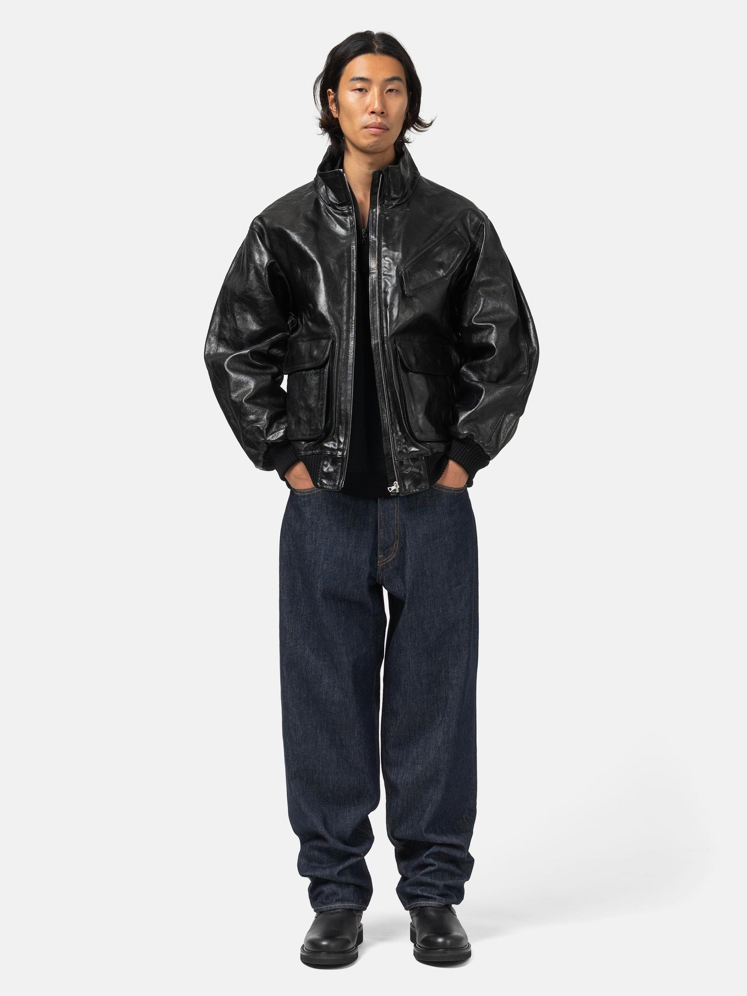 Lamb Leather Zip Blouson Black - 2