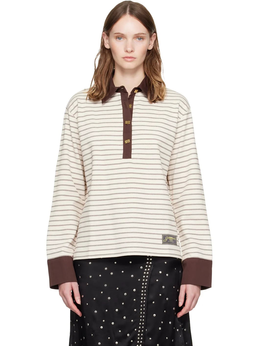 Beige Stripe Polo - 1