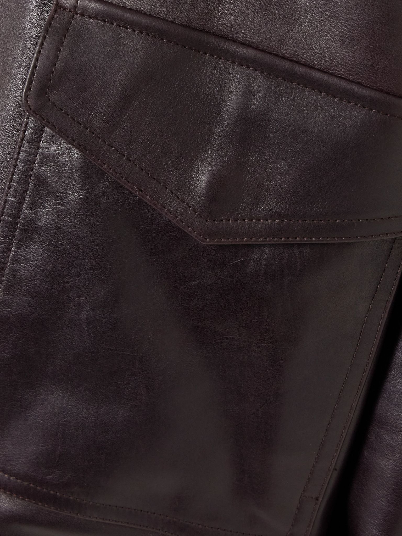 Viper oversized leather jacket Brown - 6