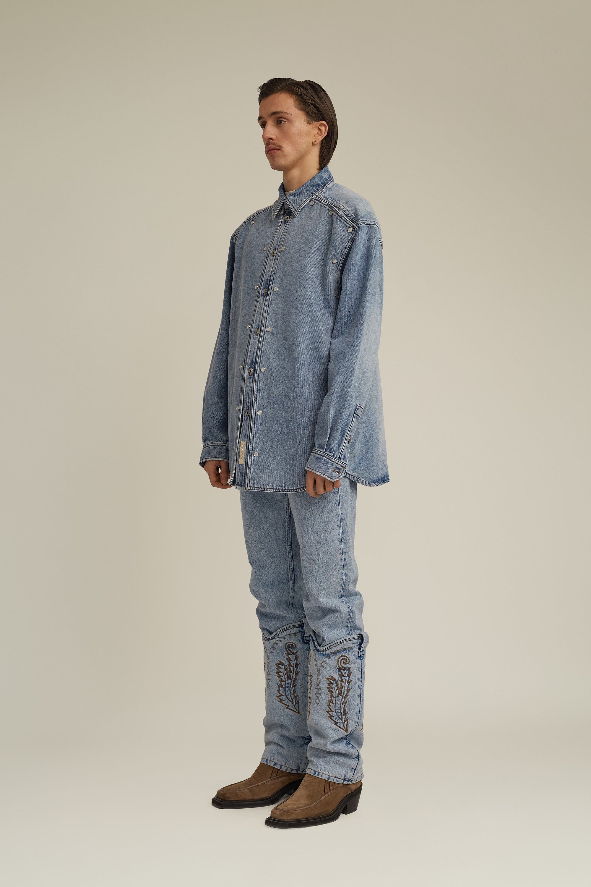 Snap Panel Denim Shirt - 10