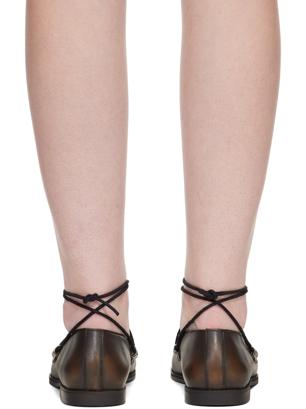 Brown Laced Ballerina Flats - 2
