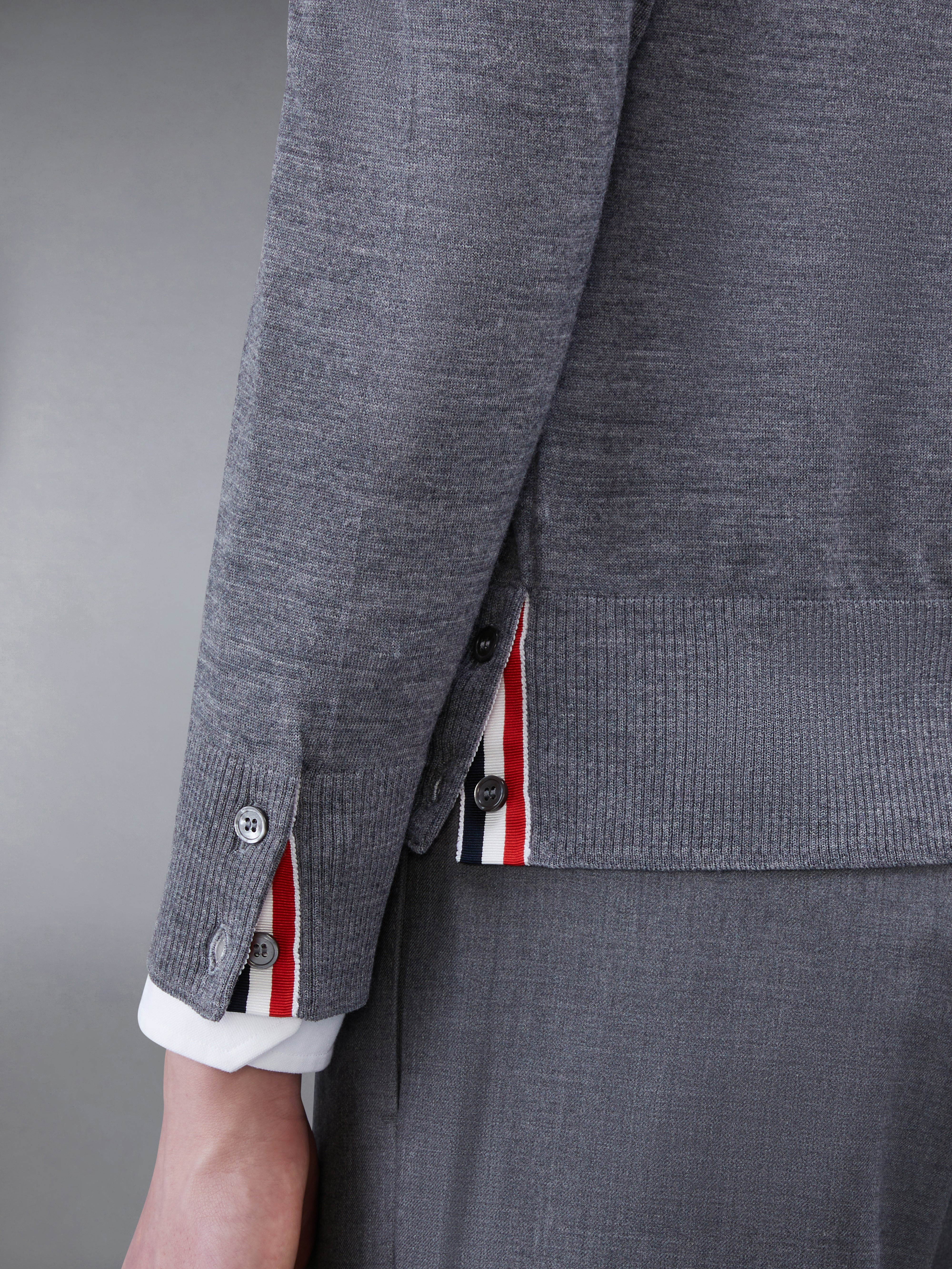 CLASSIC CREWNECK PULLOVER W/ 4 BAR SLEEVE IN FINE MERINO WOOL - 6
