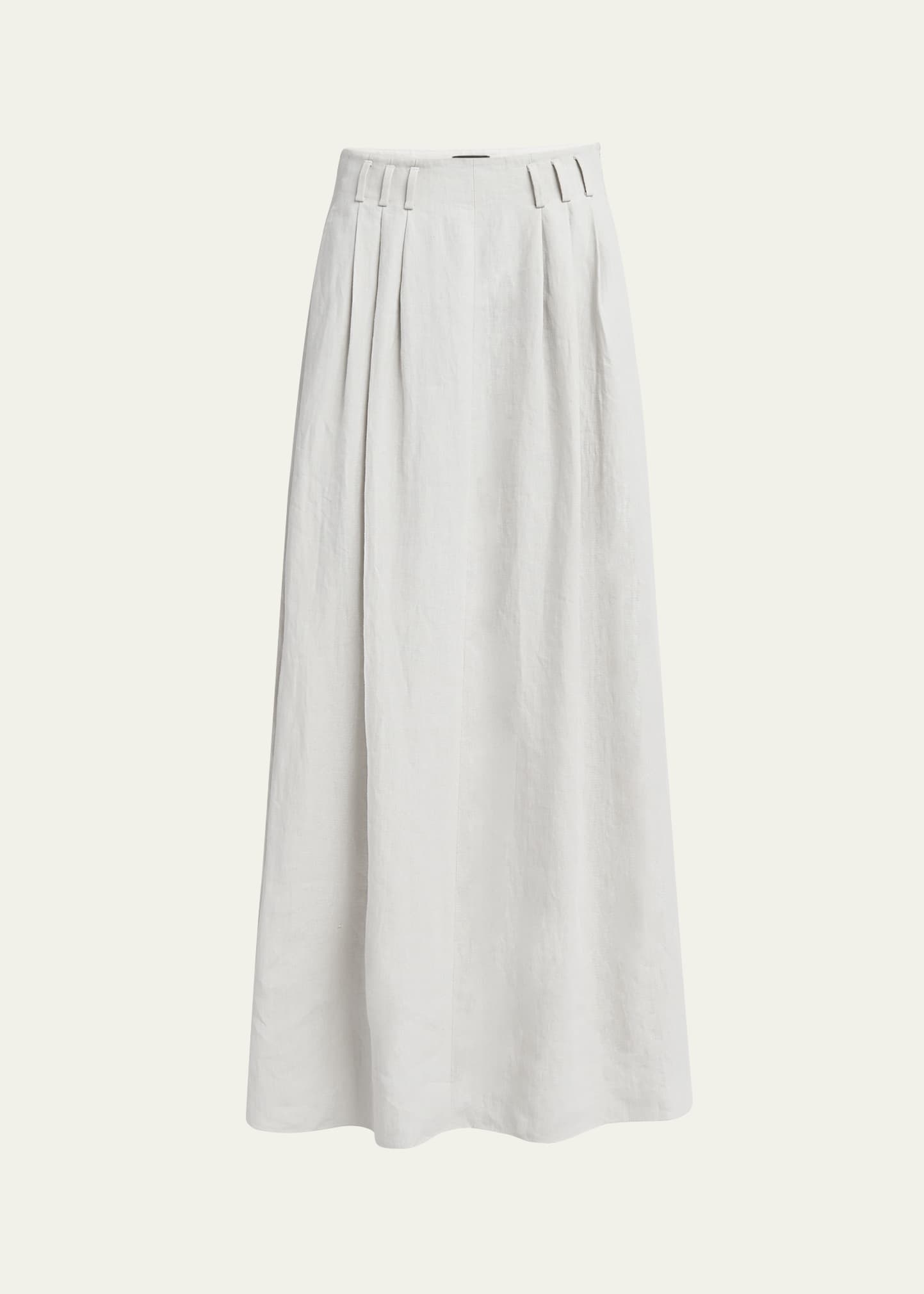 Triple Pleated Linen Maxi Skirt - 1
